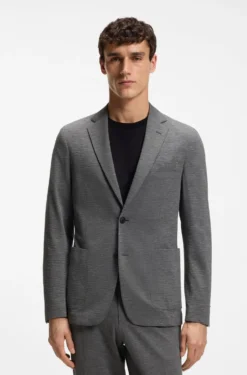 Slim-Fit Sakko aus funktionalem Stretch-Seersucker