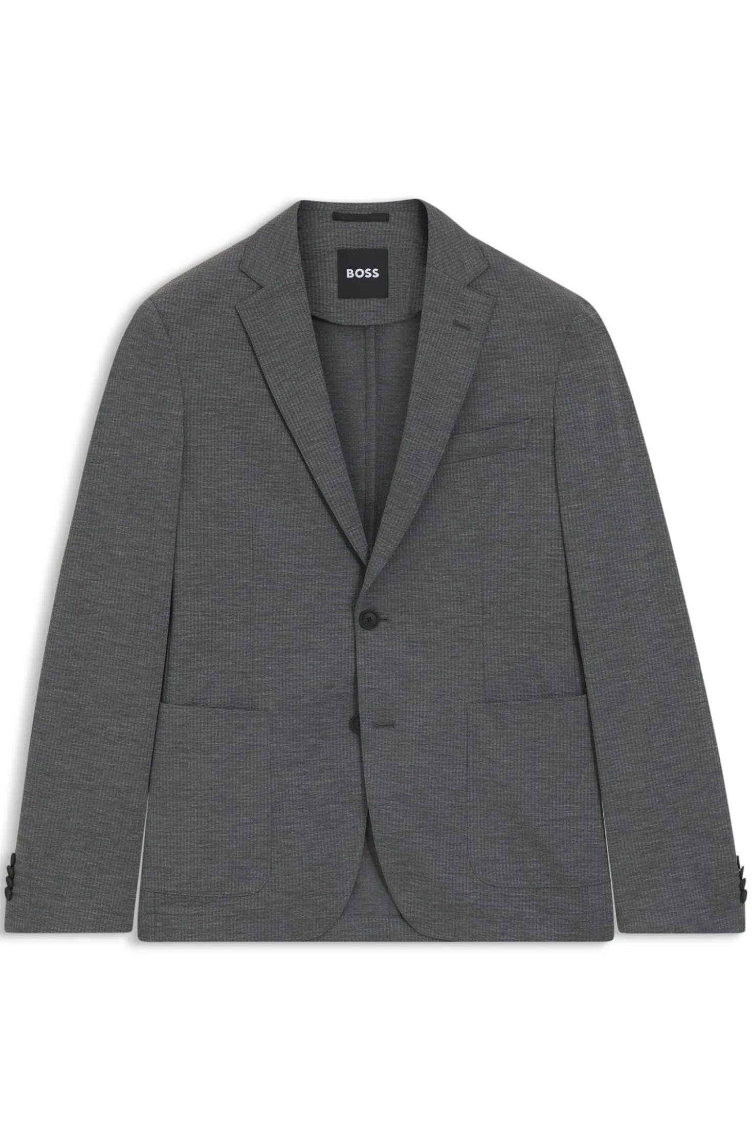 Slim-Fit Sakko aus funktionalem Stretch-Seersucker