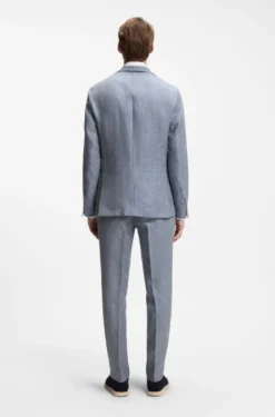 Slim-Fit Sakko aus gemustertem Leinen