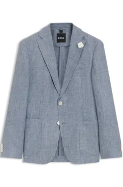 Slim-Fit Sakko aus gemustertem Leinen
