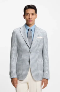 Slim-Fit Sakko aus Leinen-Mix mit Seide und Baumwolle