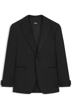 Slim-Fit Smoking-Jacke mit Besatz aus Seiden-Mix