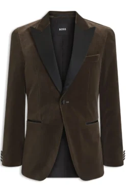Slim-Fit Smoking-Jackett aus Baumwoll-Samt