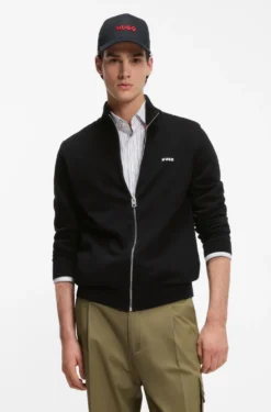 Slim-Fit Strickjacke aus Baumwolle mit Logo-Detail