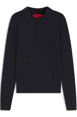 Slim-Fit Strick-Poloshirt mit Logo auf der Rückseite