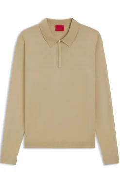 Slim-Fit Strick-Poloshirt mit Logo auf der Rückseite