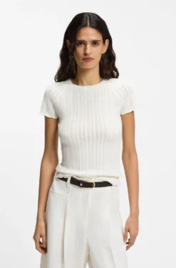 Slim-Fit Strickpullover mit Wellenstruktur
