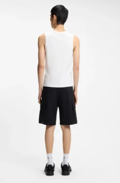 Slim-Fit Tanktop aus Stretch-Baumwolle mit kontrastfarbenem Logo