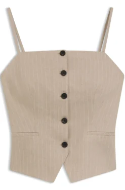Slim-Fit Top im Anzugwesten-Stil mit glitzernden Nadelstreifen