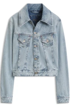 Slim-Fit Trucker-Jacke aus Marble-Wash-Denim