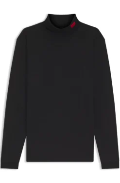 Slim-Fit T-Shirt aus Baumwolle mit Stehkragen und Logo am Kragen