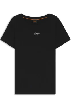 Slim-Fit T-Shirt aus Baumwolle mit gesticktem Logo in handschriftlichem Stil