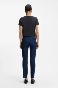 Slim-Fit T-Shirt aus Baumwoll-Seiden-Mix mit Logo-Stickerei