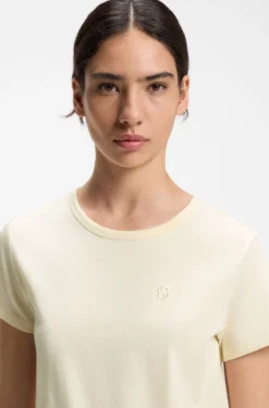Slim-Fit T-Shirt aus Baumwoll-Seiden-Mix mit Logo-Stickerei