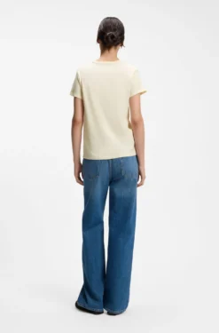 Slim-Fit T-Shirt aus Baumwoll-Seiden-Mix mit Logo-Stickerei