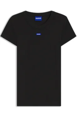 Slim-Fit T-Shirt aus gerippter Stretch-Baumwolle mit Logo