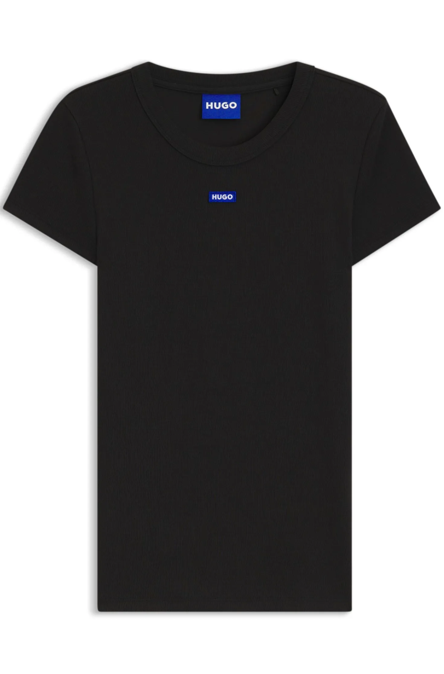 Slim-Fit T-Shirt aus gerippter Stretch-Baumwolle mit Logo