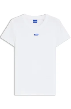 Slim-Fit T-Shirt aus gerippter Stretch-Baumwolle mit Logo