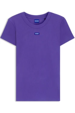 Slim-Fit T-Shirt aus gerippter Stretch-Baumwolle mit Logo