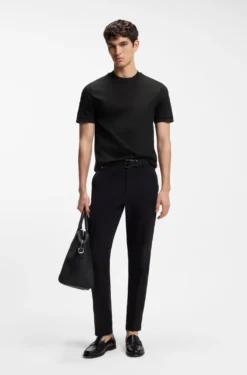 Slim-Fit T-Shirt aus merzerisierter Baumwolle mit Kontrast-Tipping