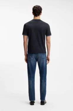 Slim-Fit T-Shirt aus merzerisierter Baumwolle mit Kontrast-Tipping