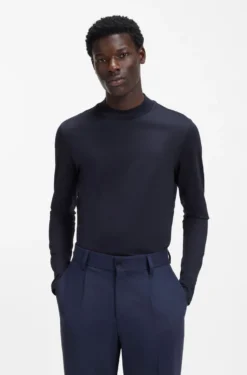 Slim-Fit T-Shirt aus merzerisierter Baumwolle mit Stehkragen