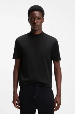 Slim-Fit T-Shirt aus Stretch-Baumwolle mit Stehkragen