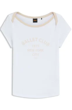Slim-Fit T-Shirt aus Stretch-Baumwolle mit Ballett-Slogan