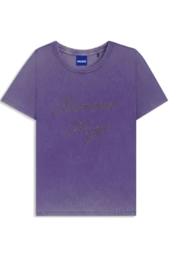 Slim-Fit T-Shirt aus Stretch-Baumwolle mit Strass-Logo
