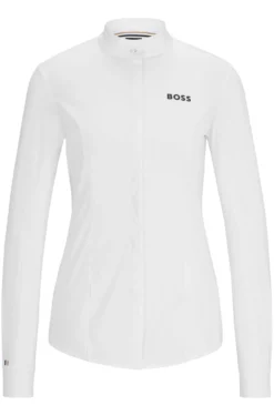 Slim-Fit Turnierbluse für den Reitsport aus Material-Mix