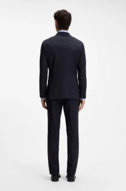 Slim-Fit Zweiteiler aus gestreifter Stretch-Wolle