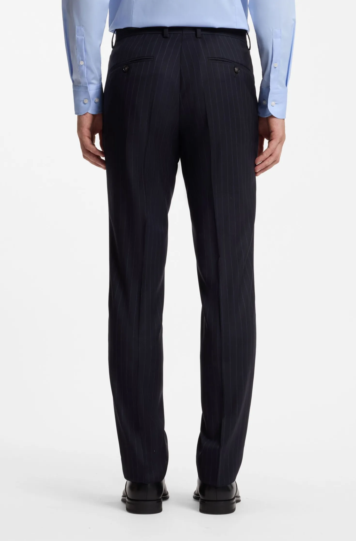 Slim-Fit Zweiteiler aus gestreifter Stretch-Wolle