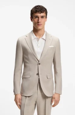 Slim-Fit Zweiteiler aus Woll-Mix mit Seide