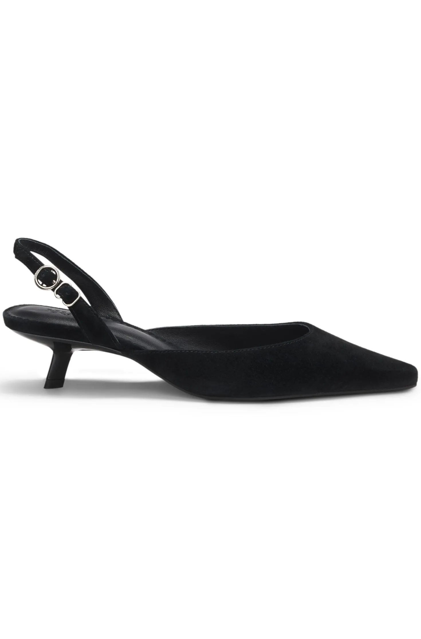 Slingbacks aus Veloursleder mit Pfennigabsatz