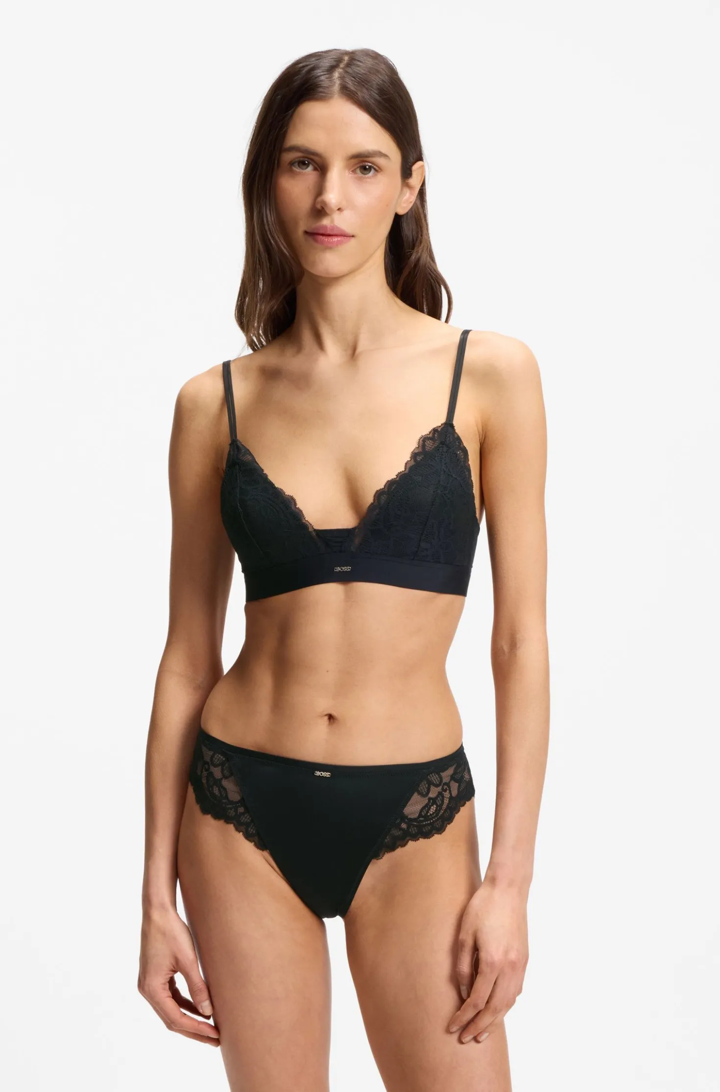 Slip aus Spitze mit plissierten Mesh-Details