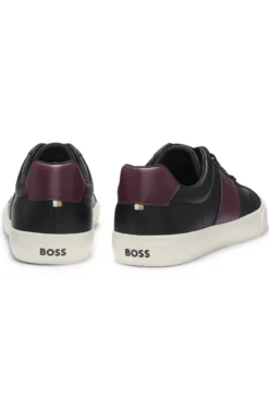 Sneakers aus genarbtem Kunstleder mit Lederbesätzen
