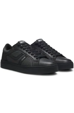 Sneakers aus Kunstleder mit Details in Denim-Optik