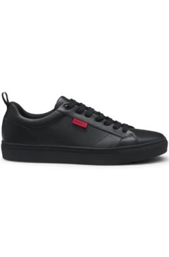 Sneakers aus Kunstleder mit rotem Logo-Etikett