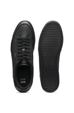 Sneakers aus Leder mit Folien-Logo