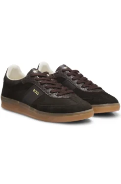 Sneakers aus Leder und Veloursleder mit Details im Python-Print