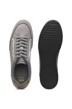 Sneakers aus Material-Mix mit Nahtdetails