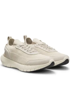 Sneakers aus Veloursleder mit Stricksocke und Schnürung