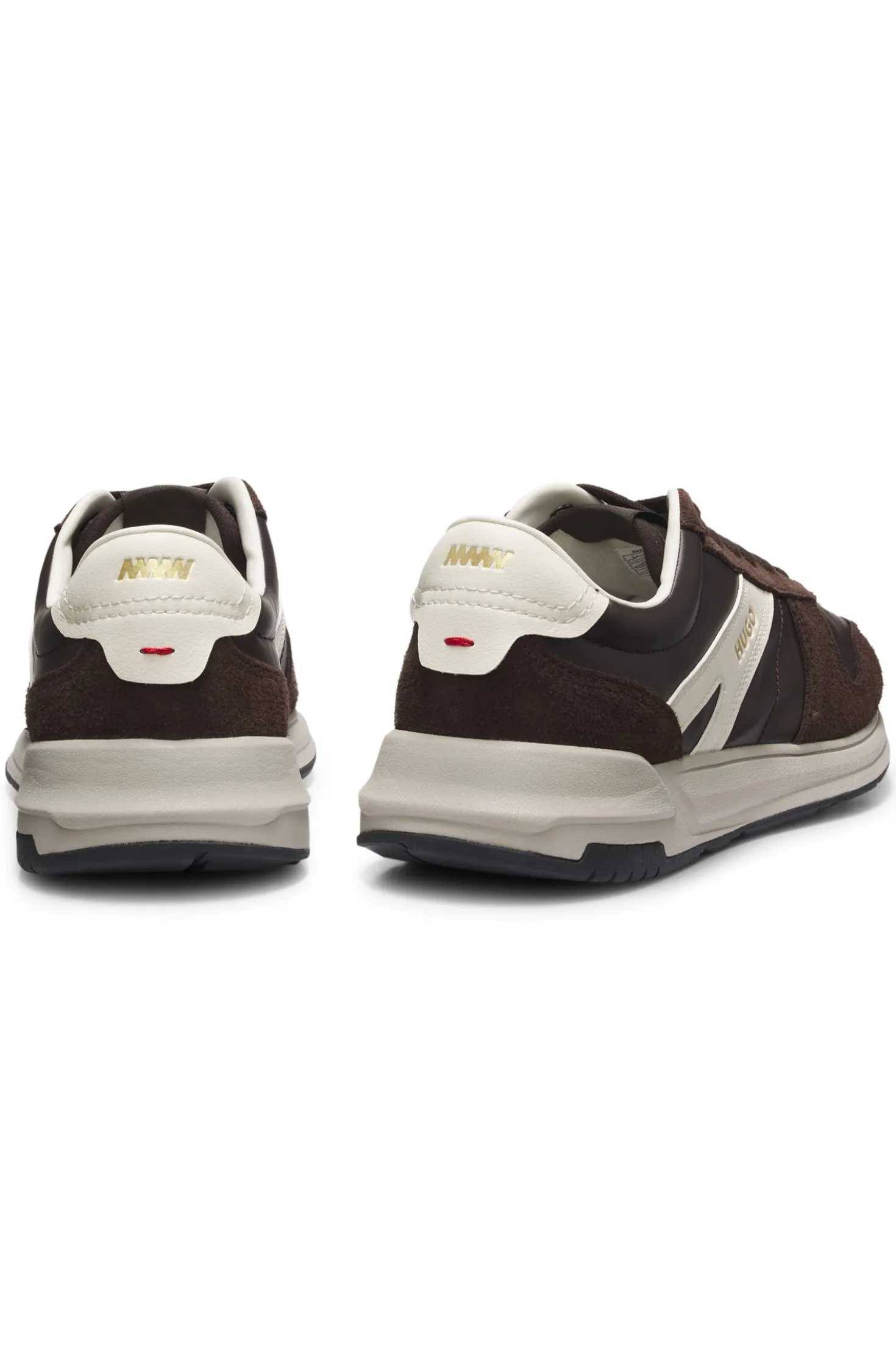 Sneakers aus Veloursleder mit goldfarbenem Folien-Logo