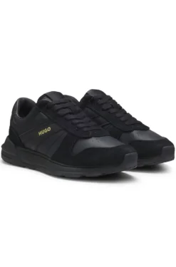 Sneakers aus Veloursleder mit goldfarbenem Folien-Logo
