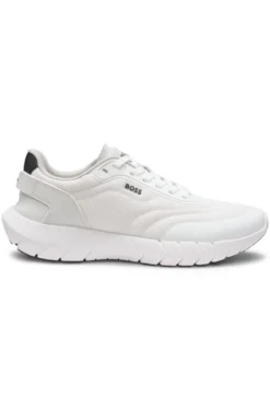 Sneakers im Laufschuh-Stil mit Lederbesatz