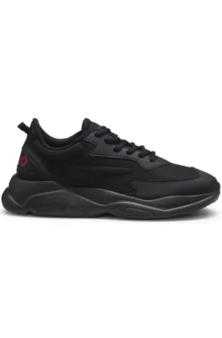 Sneakers in Canvas-Optik mit Logo an der Ferse