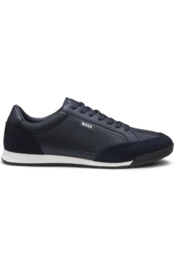 Sneakers mit Veloursleder-Besatz und gerippter Sohle