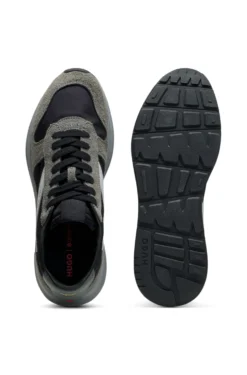Sneakers mit Veloursleder-Besatz und Logo-Details