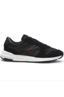 Sneakers mit Veloursleder-Besatz und Logo-Details