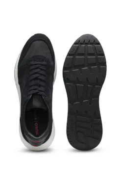 Sneakers mit Veloursleder-Besatz und Logo-Details
